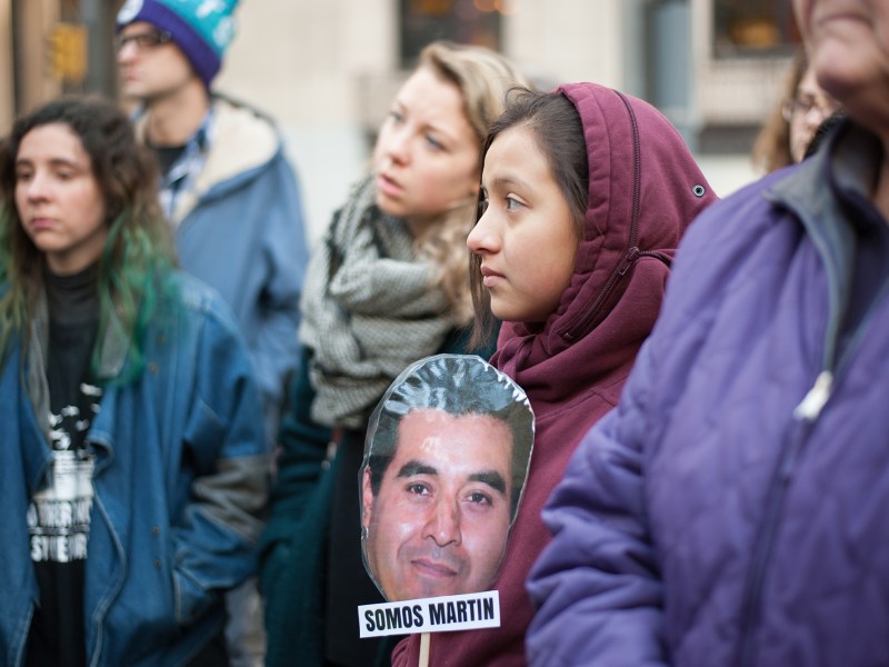 Martin Esquivel's daughter Shayla attended a Nov. 15 protest and march calling for the release of her father and broader acceptance of immigrants.