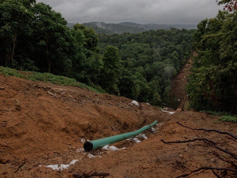 A natural gas pipeline under construction in rural Greene County. (Photo by Quinn Glabicki/PublicSource)