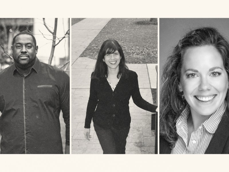 Pittsburgh Public Schools board candidates, from left to right, Dwayne Barker, Yael Silk and Emma Yourd. (Photos courtesy of candidates and LinkedIn)