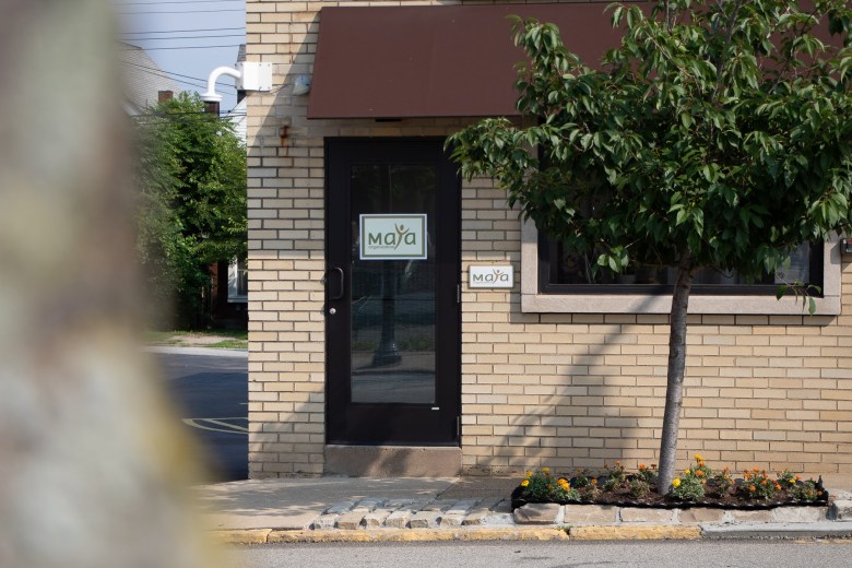 The exterior of the MAYA Organization office in Swissvale. As the executive director of MAYA Organization, Edmunds works to challenge(fight) the lack of support that society provides to Black mothers. (Photo by Alexis Wary/PublicSource)