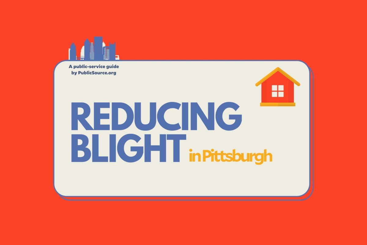 reducing blight card with words reducing blight in pittsburgh