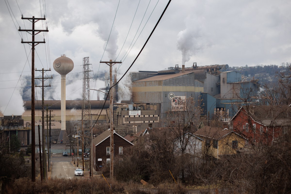 Emissions rise from U.S. Steel Edgar Thomson Works in Braddock, Pennsylvania Jan. 30, 2023. (Photo by Quinn Glabicki/PublicSource)