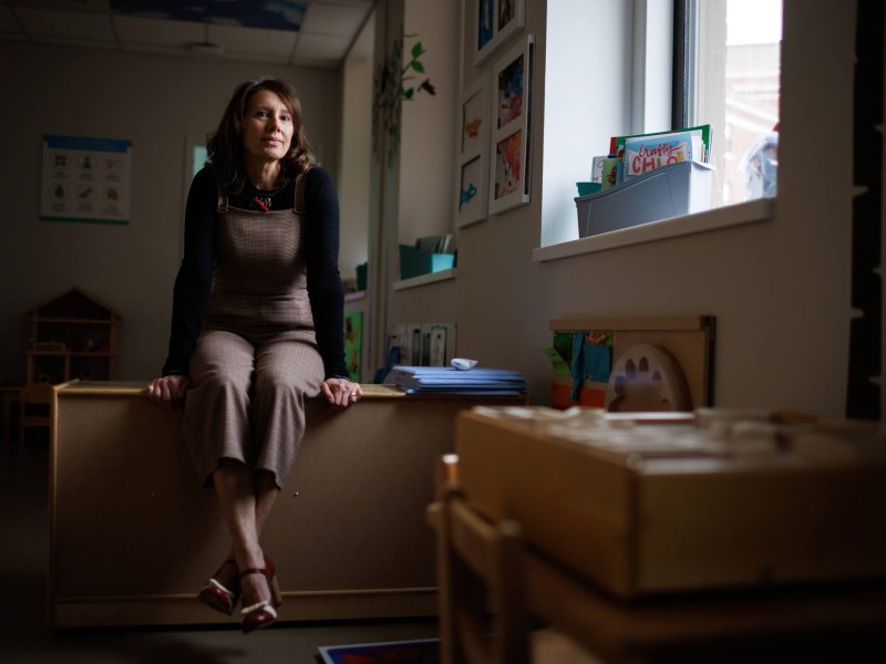 Dr. Tracey Vogel sits for a portrait at West Penn Hospital on Feb. 7, 2023. (Photo by Quinn Glabicki/PublicSource)