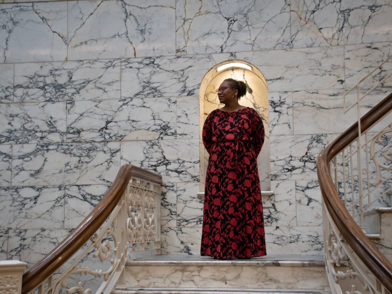 Tahirah Walker in the Point Park University Library on Friday, October 27, 2023. (Photo by Amaya Lobato Rivas/PublicSource)