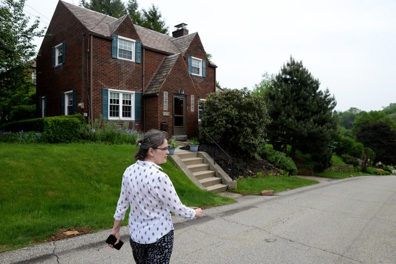 Flavia Laun outside of her Churchill home, now the subject of a property assessment appeal that threatens her retirement savings. (Photo by Clare Sheedy/PublicSource)