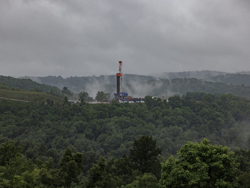 A fracking well in Greene County. Membership by Pennsylvania in the multi-state Regional Greenhouse Gas Initiative would likely reduce the use of natural gas in the state, but might have less of an impact on the drilling industry because most of its production is sent elsewhere, according to a new study. (Photo by Quinn Glabicki/PublicSource)