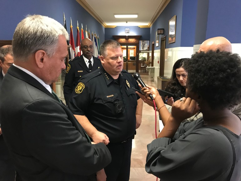 Pittsburgh Chief of Police Scott Schubert after speaking to City Council. (Photo by Nicole C. Brambila/PublicSource)