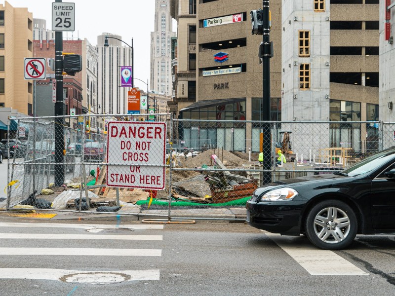 Construction in Oakland on March 22, 2022. (Photo by Lucas Zheng/PublicSource)