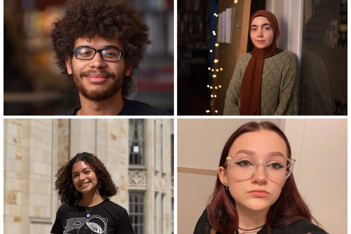 PublicSource's spring 2023 interns. Clockwise from top-left: Dakota Castro-Jarrett, Betul Tuncer, Kalilah Stein and Amaya Lobato-Rivas (Photos by Stephanie Strasburg/PublicSource or courtesy of the subjects)