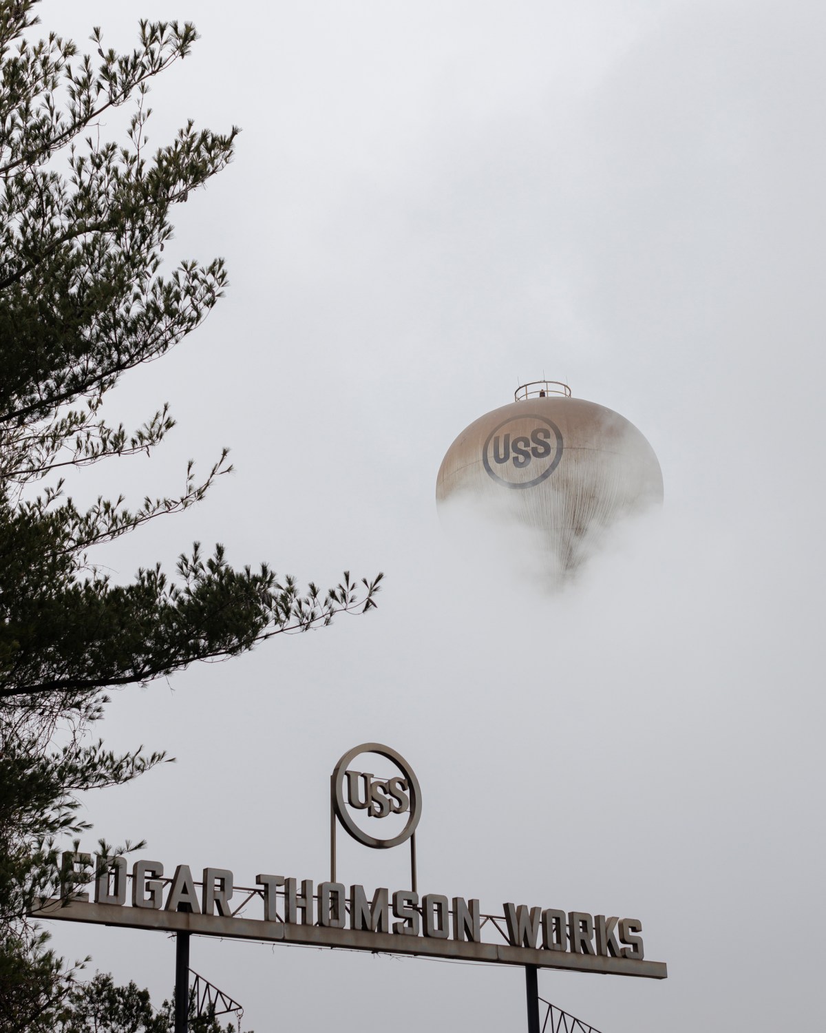 Emissions linger at street level at U.S. Steel Edgar Thomson Works in Braddock on Jan. 30. (Photo by Quinn Glabicki/PublicSource)