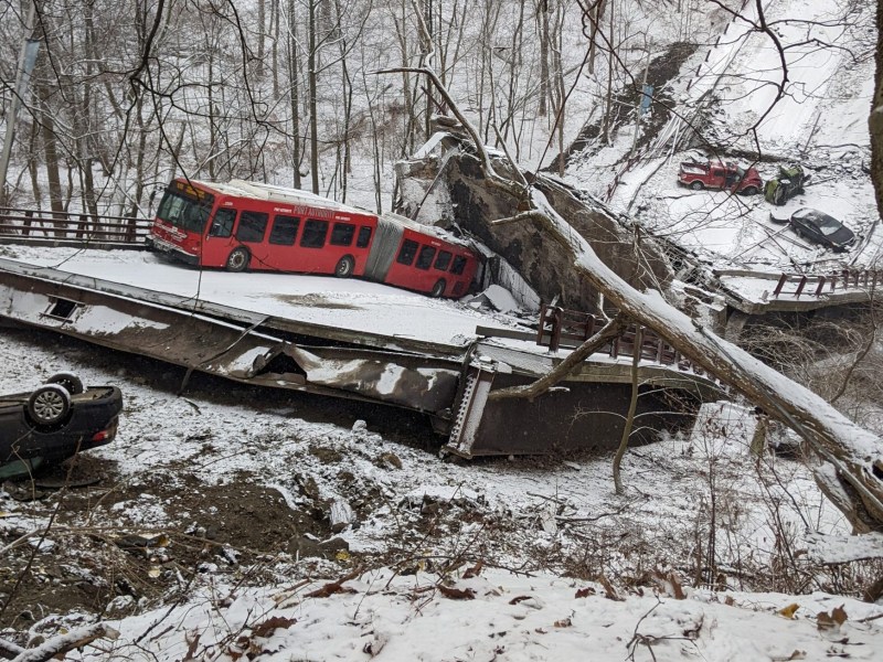 A Port Authority bus was on the Fern Hollow Bridge when it collapsed. (Courtesy: Tracy Baton)