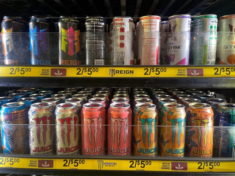 High-caffeine drinks line convenience store shelves. (Photo courtesy of Kidsburgh)