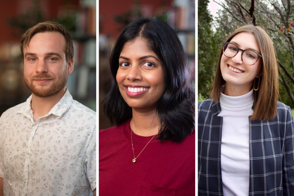 Portraits of Jamie Wiggan, Venuri Siriwardane and Stephanie Mirah.